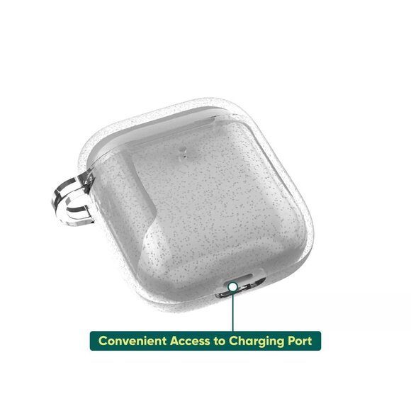 Onn Charging Case Cover for Apple AirPods (1st, 2nd generation) -Silver Glitter - Picture 6 of 7